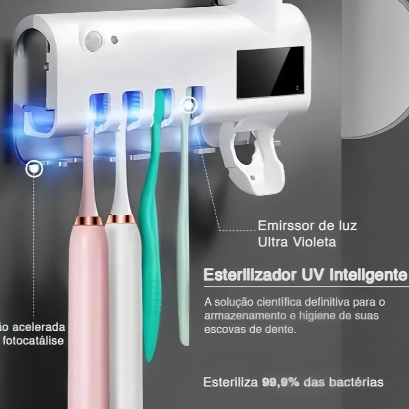 Aplicador Pasta de Dente Suporte Dispenser Escova Automático Com Esterilizador