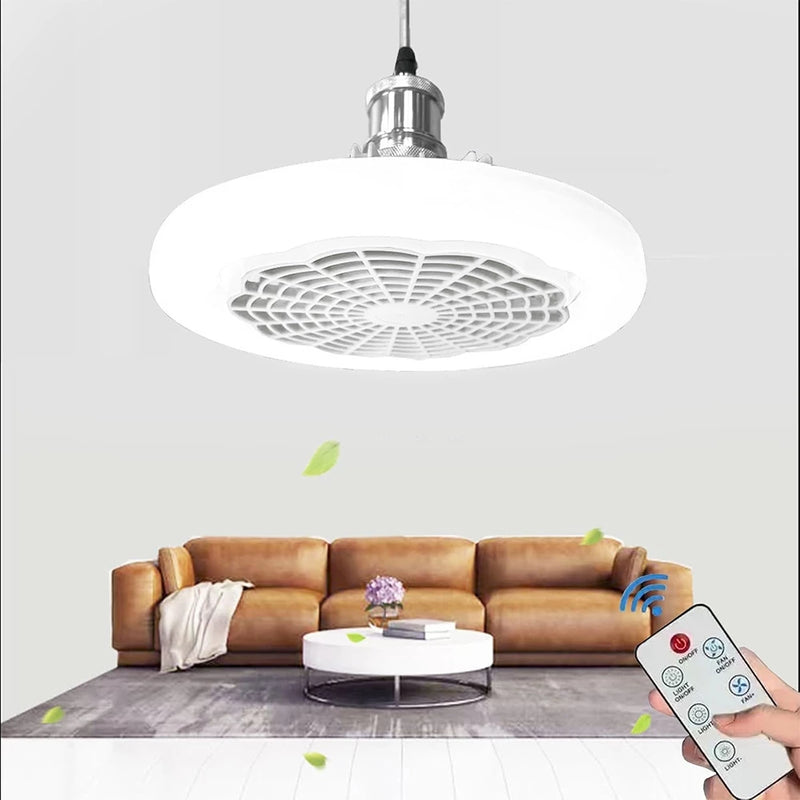 Ventilador Lâmpada De Teto Ajustável Luz 30W Led Baixo Ruído Controle Remoto Incluído