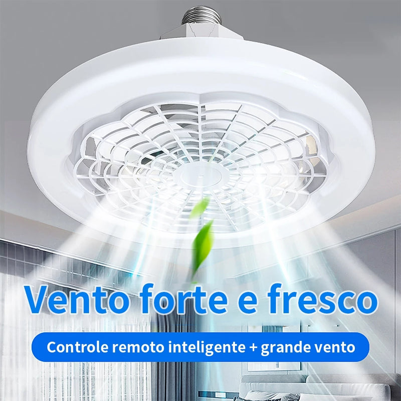 Ventilador Lâmpada De Teto Ajustável Luz 30W Led Baixo Ruído Controle Remoto Incluído