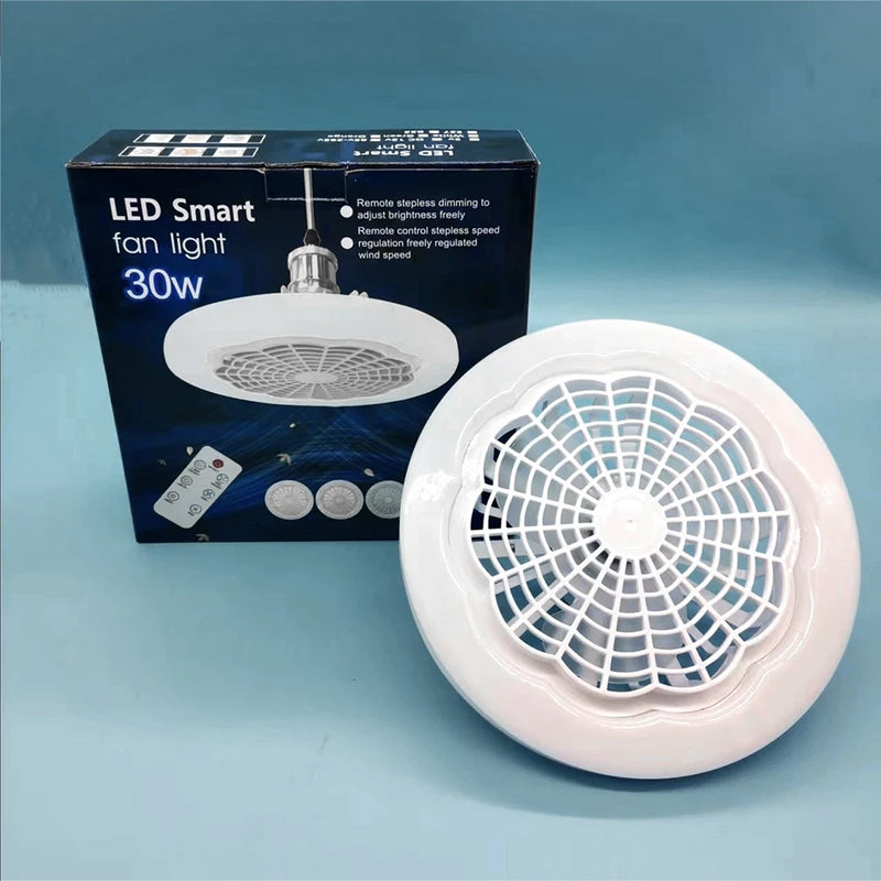 Ventilador Lâmpada De Teto Ajustável Luz 30W Led Baixo Ruído Controle Remoto Incluído