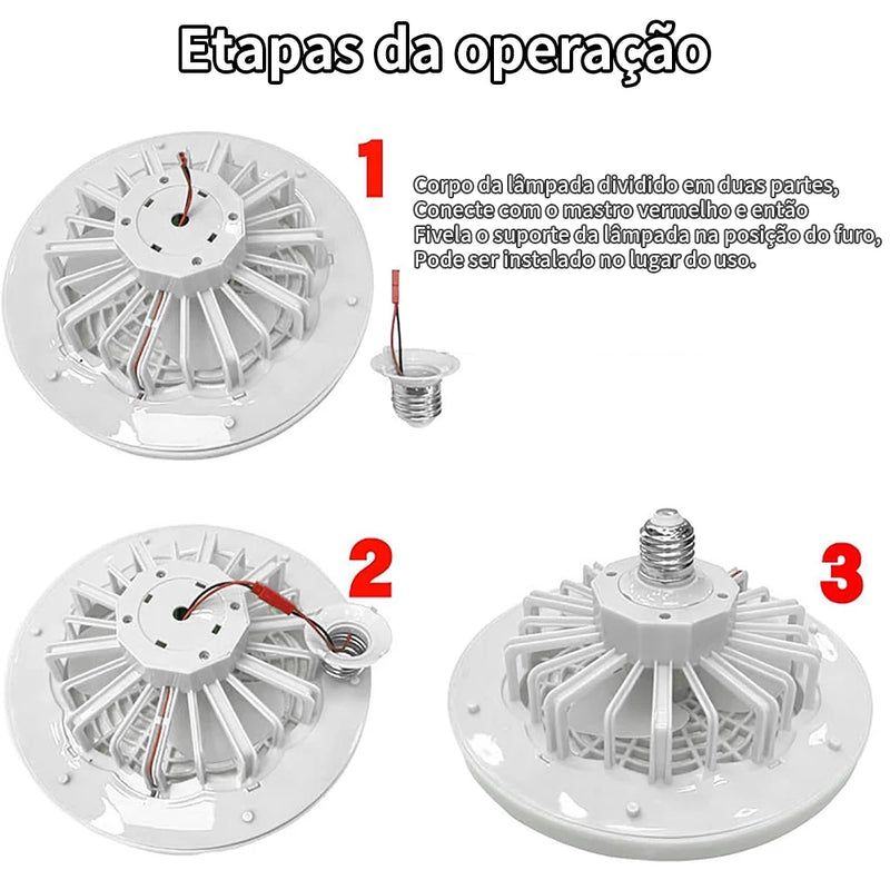 Ventilador Lâmpada De Teto Ajustável Luz 30W Led Baixo Ruído Controle Remoto Incluído