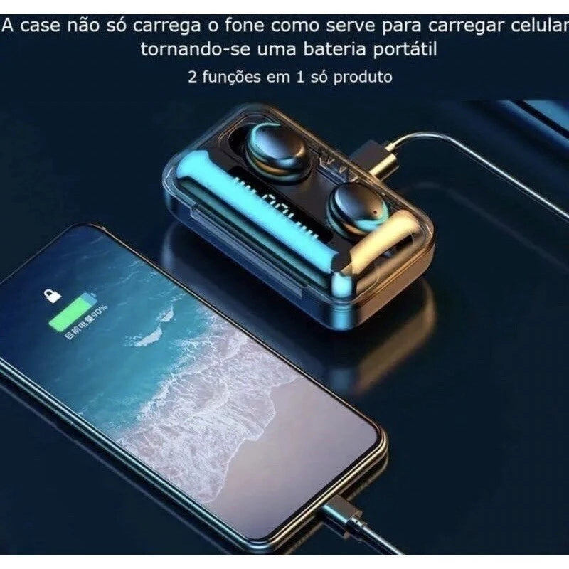 Fone M10 De Ouvido bluetooth 5.1 Sem Fio tws Estéreo Com Pod Carregador Power Bank