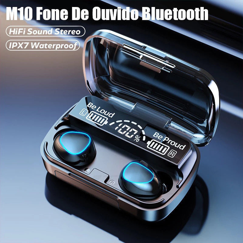 Fone M10 De Ouvido bluetooth 5.1 Sem Fio tws Estéreo Com Pod Carregador Power Bank